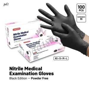 Sarung Tangan Karet Nitrile Hitam Onemed 100pcs Powder Free