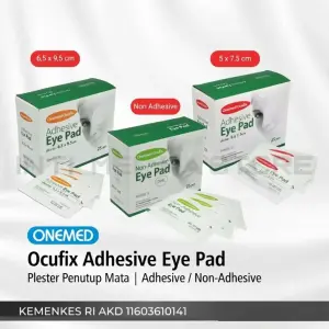 Onemed Ocufix Eye Pad Steril - Plester Bantalan Penutup Mata Adhesive & Non Adhesive Eceran Harga per pcs