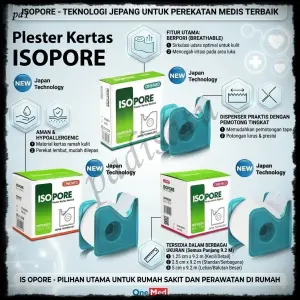 Plester Kertas Isopore OneMed Plus Dispenser Surgical Paper Tape Micropore Anti Alergi