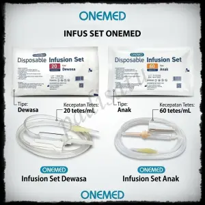 Selang Infus Steril Sekali Pakai Disposable Infusion Set Dewasa (20 tetes/mL) & Anak (60 tetes/mL) Onemed